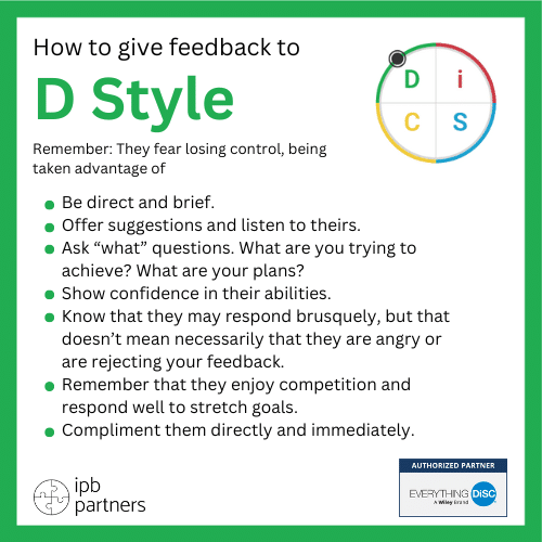 How to give feedback to D
