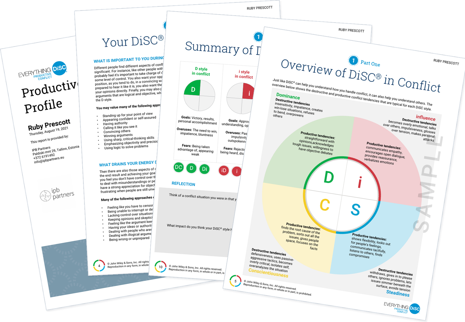 Pages from the Everything DiSC Productive Conflict sample report